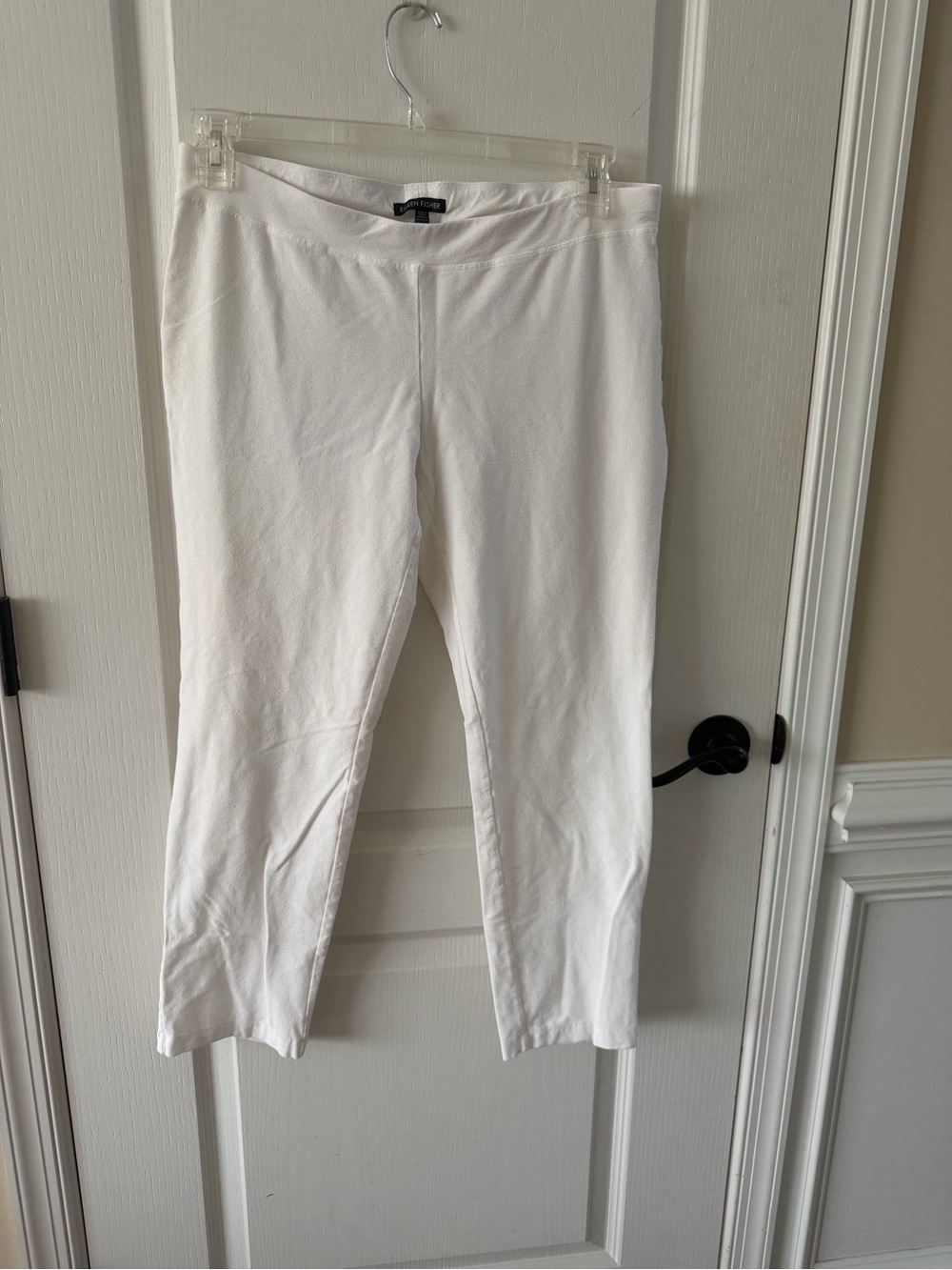 Eileen Fisher White Ankle Pull-On Pants